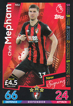 Chris Mepham AFC Bournemouth 2018/19 Topps Match Attax Extra New Signing #NS2